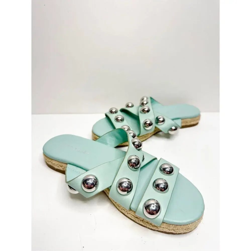 Marc Fisher Sandals Womens Size 6 Green Prisca Crisscross Espadrille‎ Slides